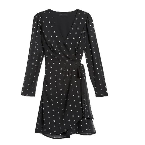 Metallic Star Puff-Sleeve Wrap Dress - Picture 2 of 3